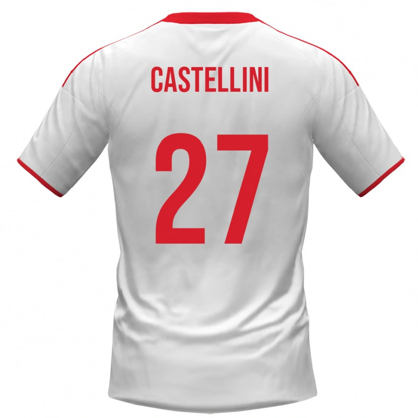 Danxen Criança Camisola Alessio Castellini #27 Branco Vermelho Principal 2025/26 Camisa Brasil