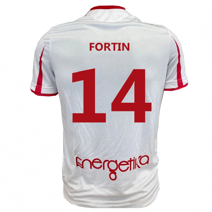 Danxen Criança Camisola Mattia Fortin #14 Branco Vermelho Principal 2025/26 Camisa Brasil
