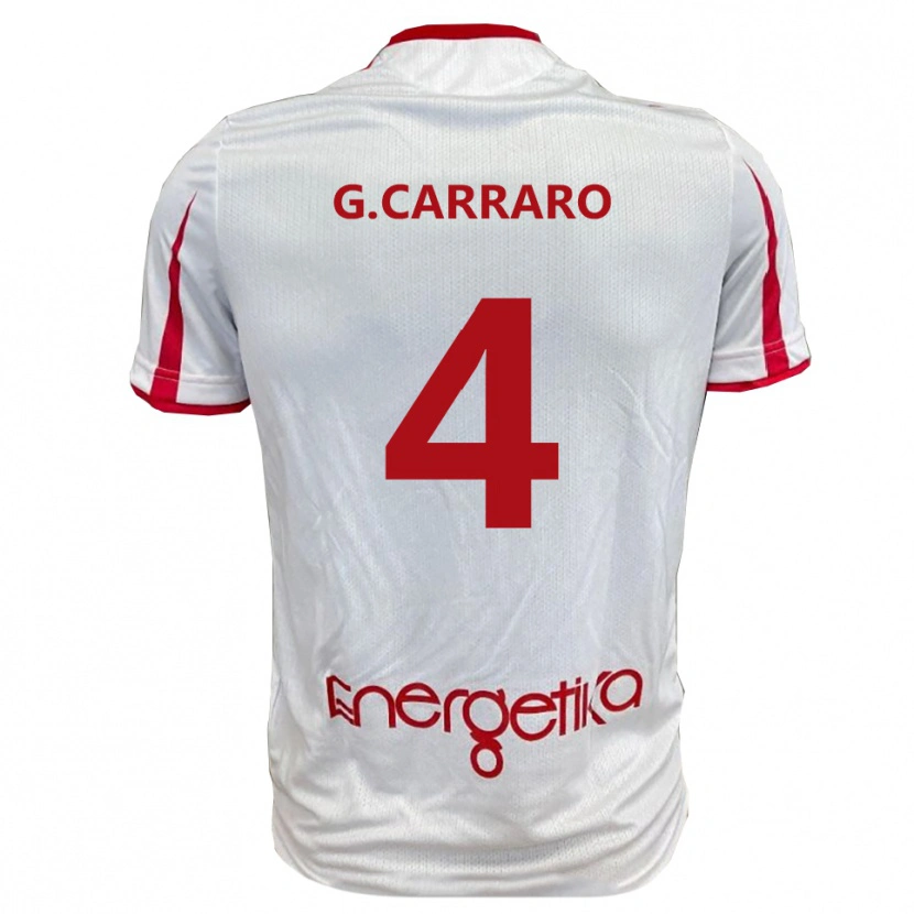 Danxen Criança Camisola Giulio Carraro #4 Branco Vermelho Principal 2025/26 Camisa Brasil