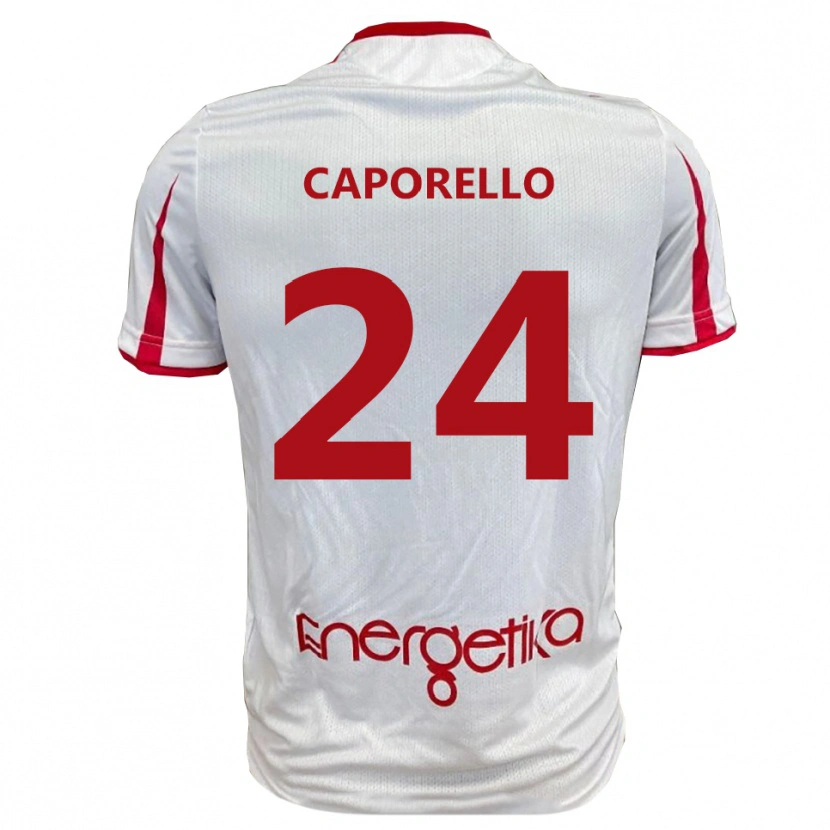 Danxen Criança Camisola Edoardo Caporello #24 Branco Vermelho Principal 2025/26 Camisa Brasil