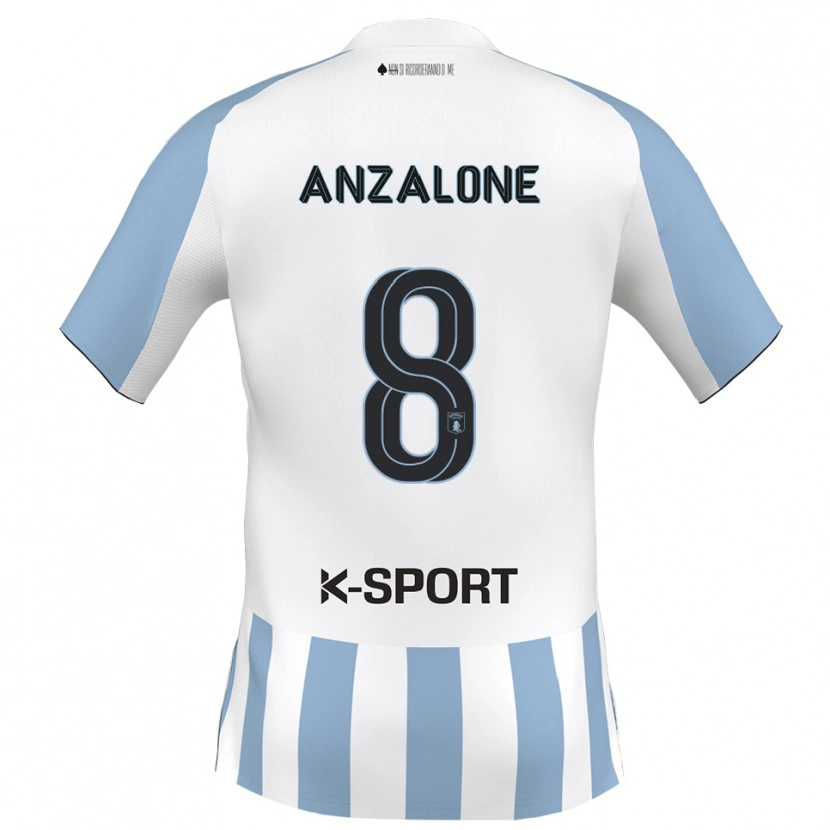Danxen Criança Camisola Mattia Anzalone #8 Branco Azul Celeste Principal 2025/26 Camisa Brasil