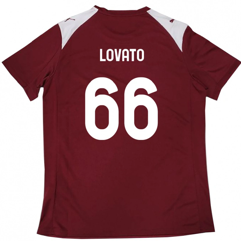 Danxen Criança Camisola Matteo Lovato #66 Borgonha Branco Principal 2025/26 Camisa Brasil