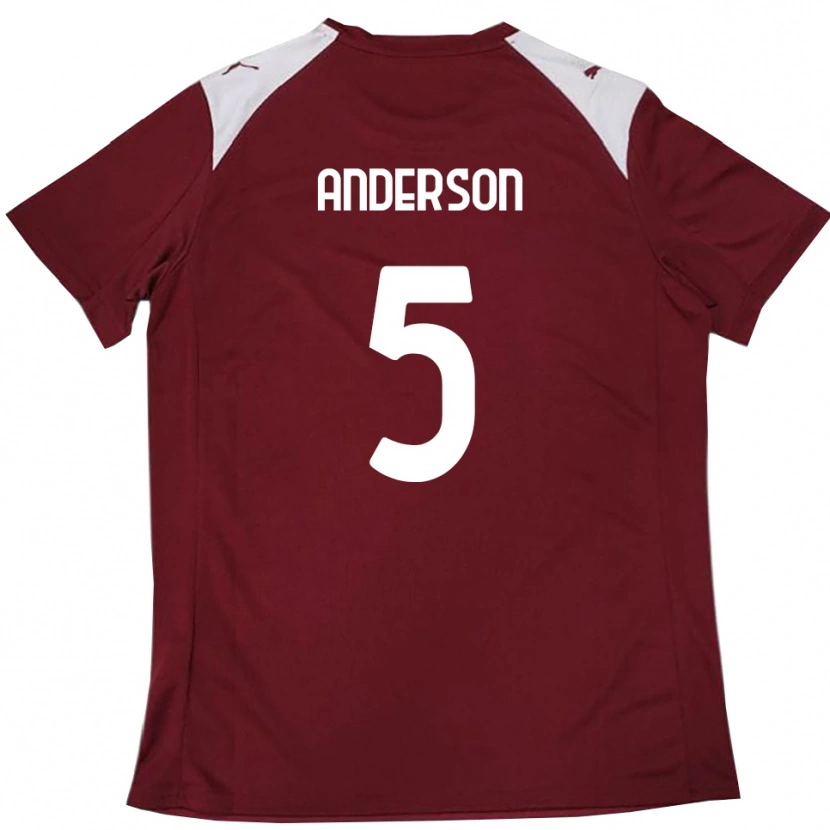 Danxen Criança Camisola Marcus Anderson #5 Borgonha Branco Principal 2025/26 Camisa Brasil