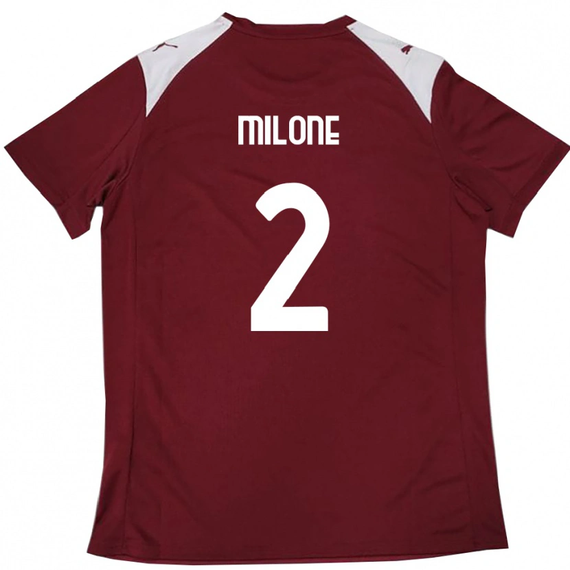 Danxen Criança Camisola Gabriele Milone #2 Borgonha Branco Principal 2025/26 Camisa Brasil