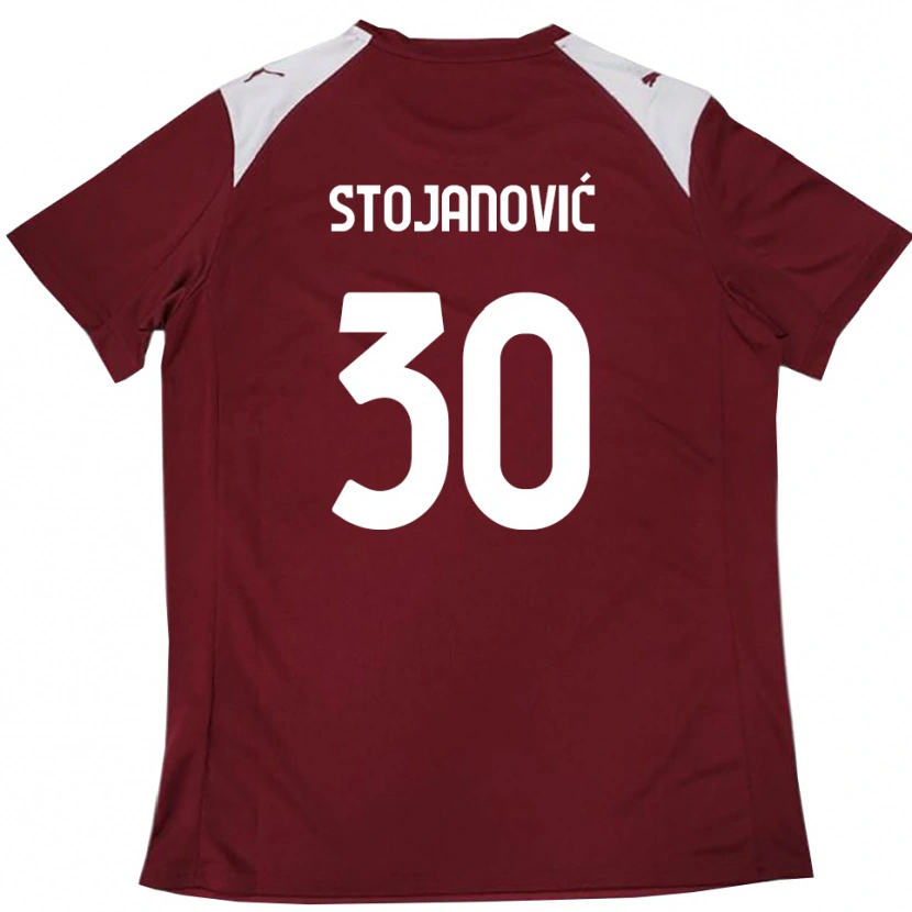 Danxen Criança Camisola Petar Stojanović #30 Borgonha Branco Principal 2025/26 Camisa Brasil