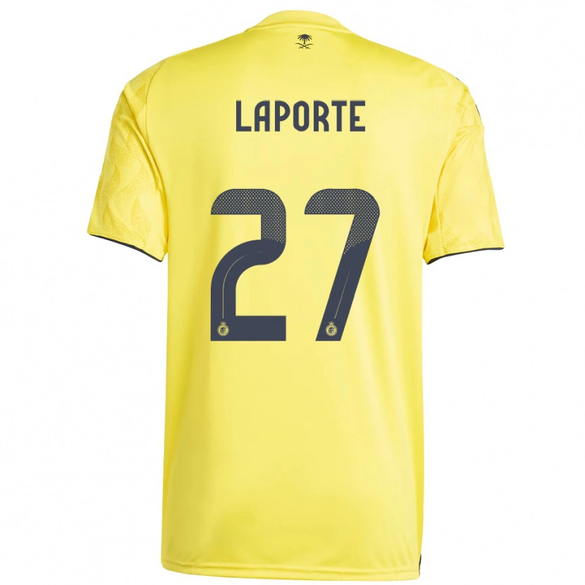 Danxen Criança Camisola Aymeric Laporte #27 Amarelo Preto Principal 2025/26 Camisa Brasil