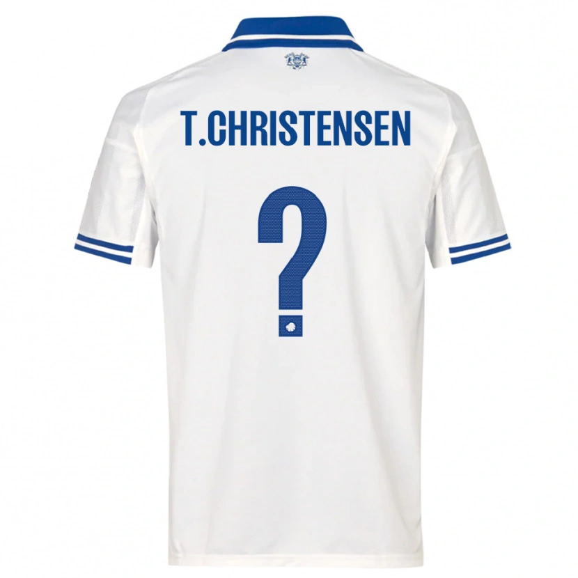 Danxen Criança Camisola Tristan Christensen #0 Branco Azul Principal 2025/26 Camisa Brasil