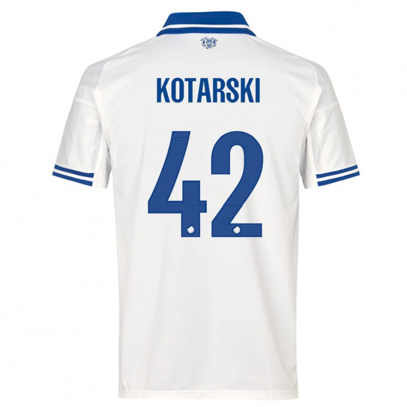 Danxen Criança Camisola Dominik Kotarski #42 Branco Azul Principal 2025/26 Camisa Brasil