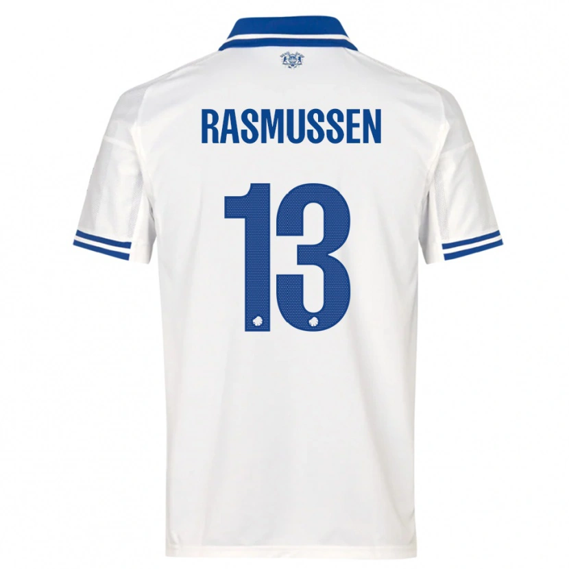 Danxen Criança Camisola Sara Rasmussen #13 Branco Azul Principal 2025/26 Camisa Brasil