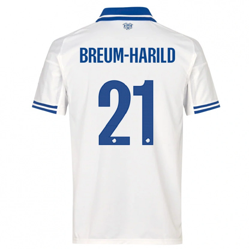 Danxen Criança Camisola Tobias Breum-Harild #21 Branco Azul Principal 2025/26 Camisa Brasil