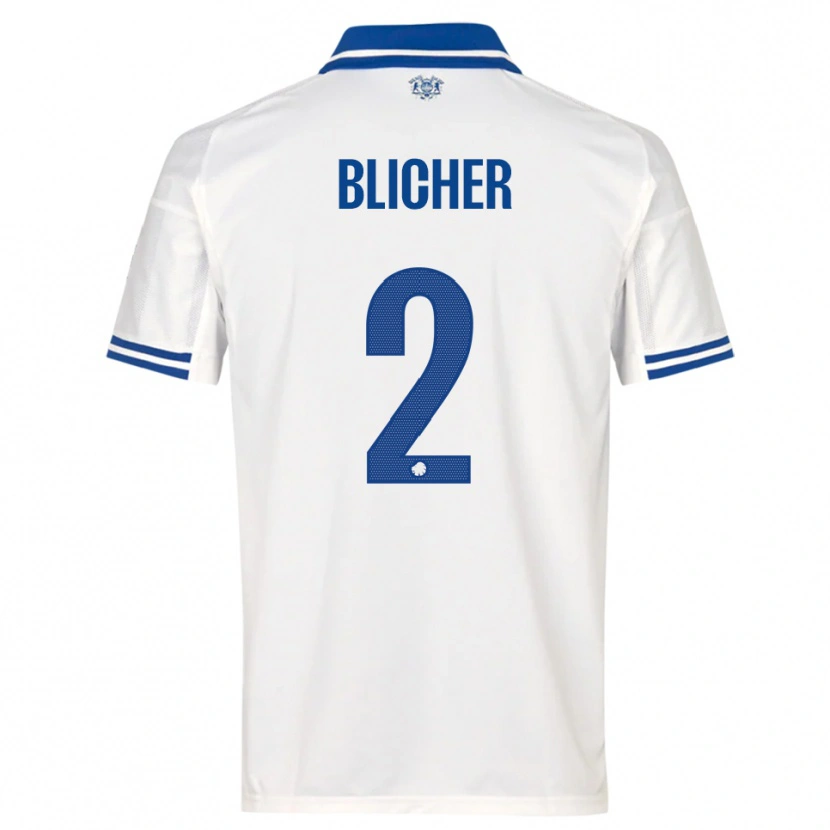 Danxen Criança Camisola Nicolai Blicher #2 Branco Azul Principal 2025/26 Camisa Brasil