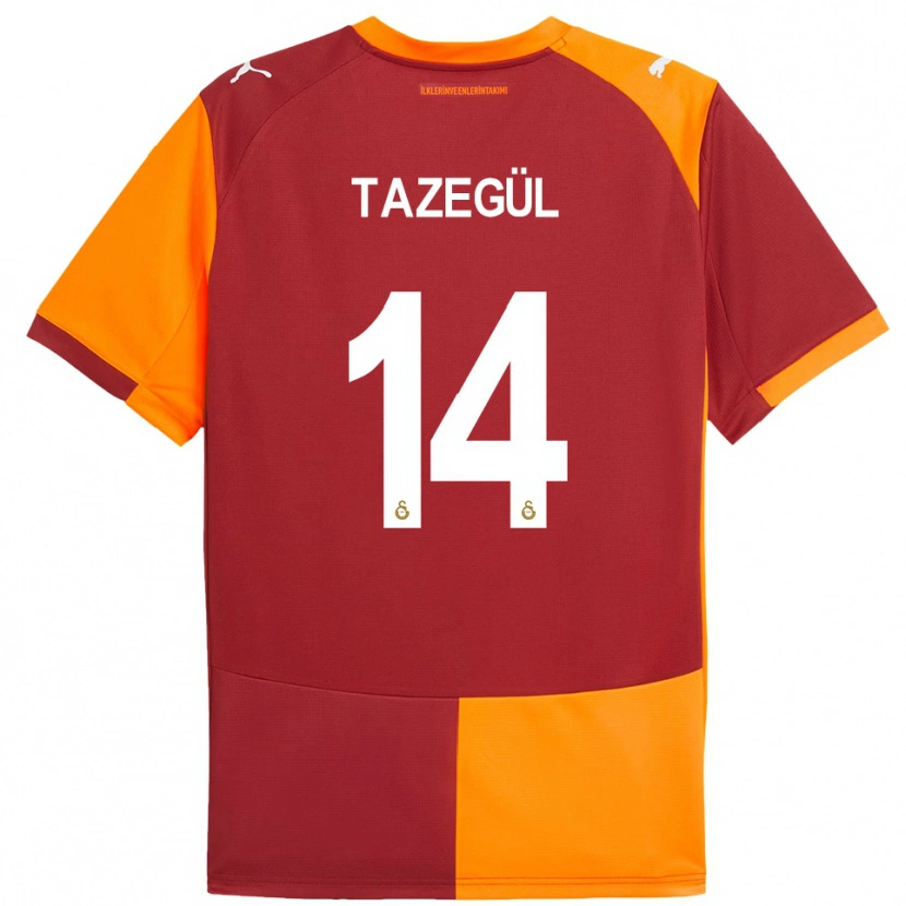 Danxen Criança Camisola Onur Tazegül #14 Vermelho Laranja Principal 2025/26 Camisa Brasil