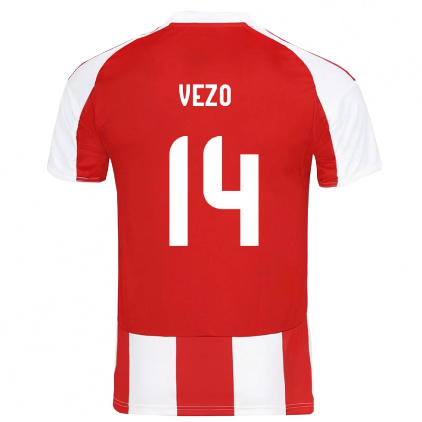 Danxen Criança Camisola Rúben Vezo #14 Vermelho Branco Principal 2025/26 Camisa Brasil