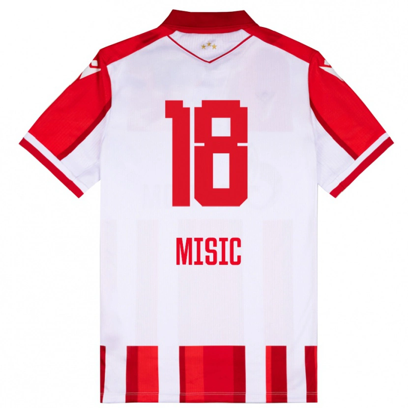 Danxen Criança Camisola Ognjen Misic #18 Vermelho Branco Principal 2025/26 Camisa Brasil