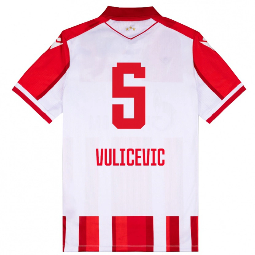 Danxen Criança Camisola Ognjen Vulicevic #5 Vermelho Branco Principal 2025/26 Camisa Brasil