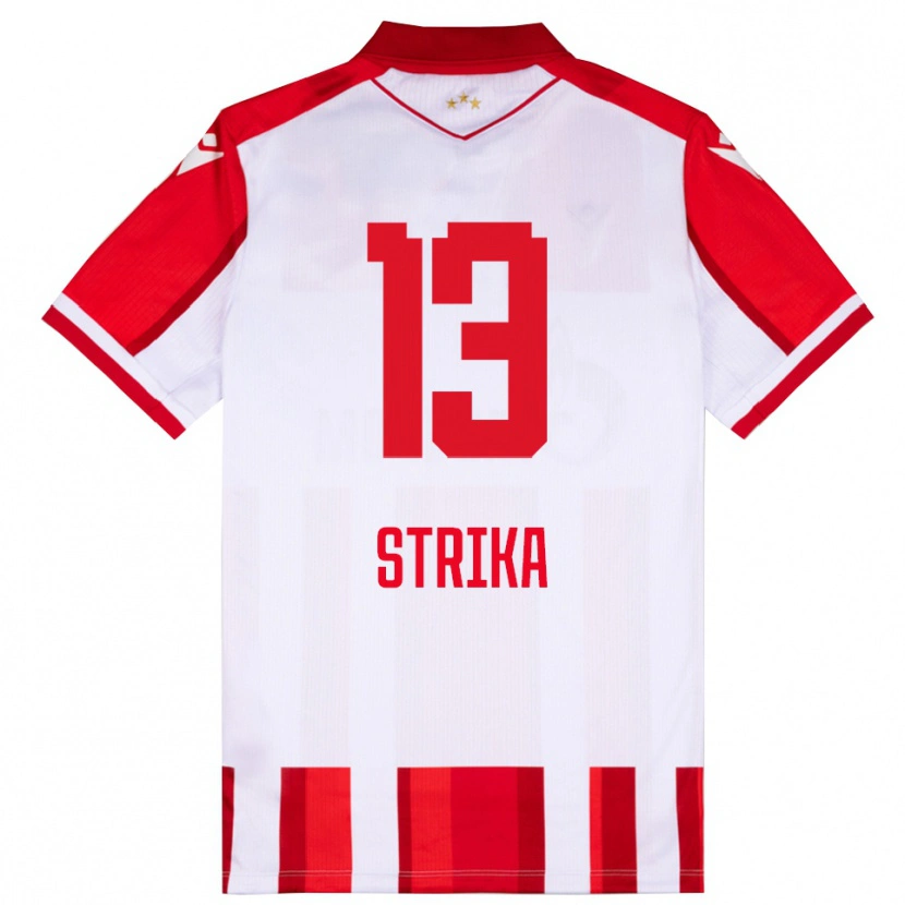 Danxen Criança Camisola Matej Strika #13 Vermelho Branco Principal 2025/26 Camisa Brasil