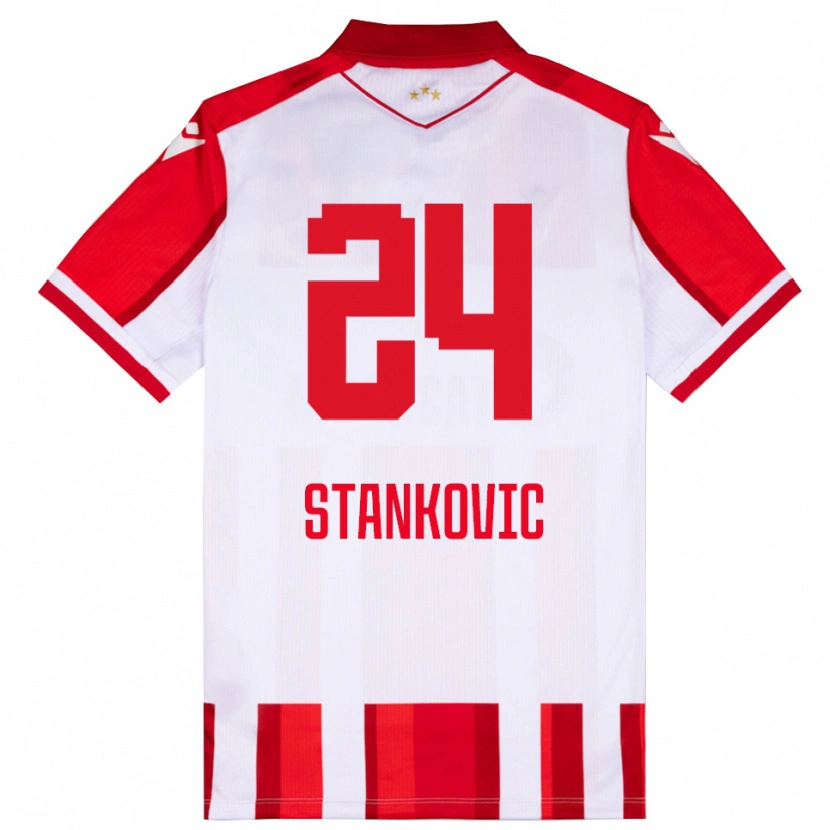 Danxen Criança Camisola Nikola Stankovic #24 Vermelho Branco Principal 2025/26 Camisa Brasil