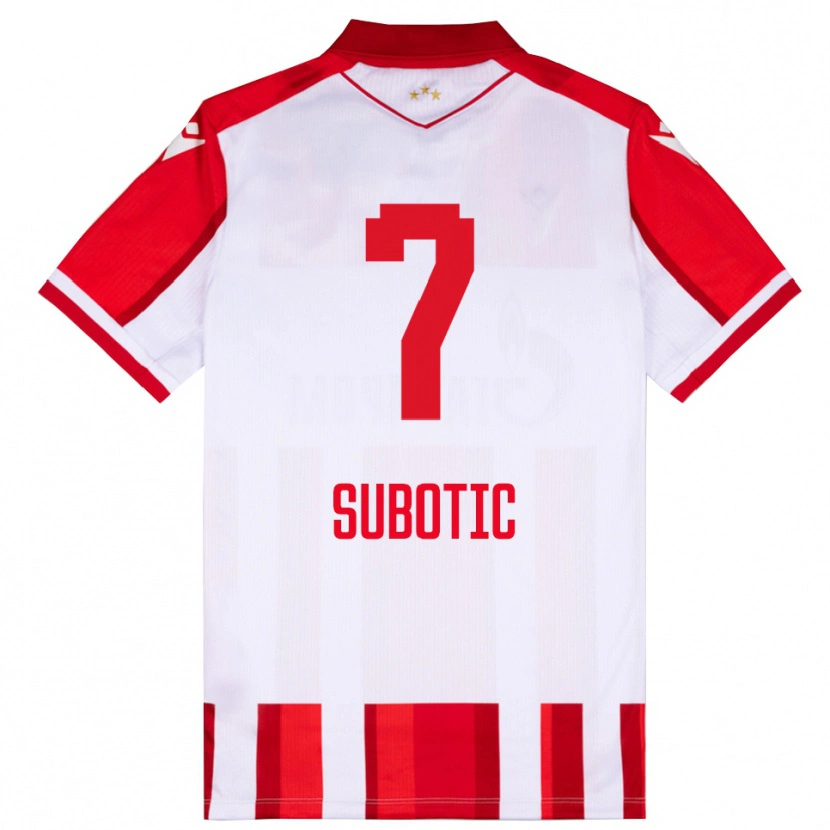 Danxen Criança Camisola Vasilije Subotic #7 Vermelho Branco Principal 2025/26 Camisa Brasil