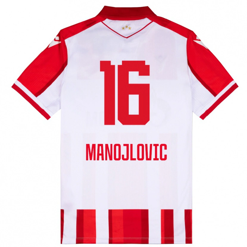Danxen Criança Camisola Petar Manojlovic #16 Vermelho Branco Principal 2025/26 Camisa Brasil