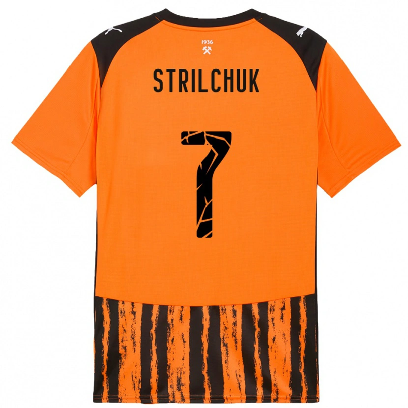 Danxen Criança Camisola Dmytro Strilchuk #7 Laranja Preto Principal 2025/26 Camisa Brasil