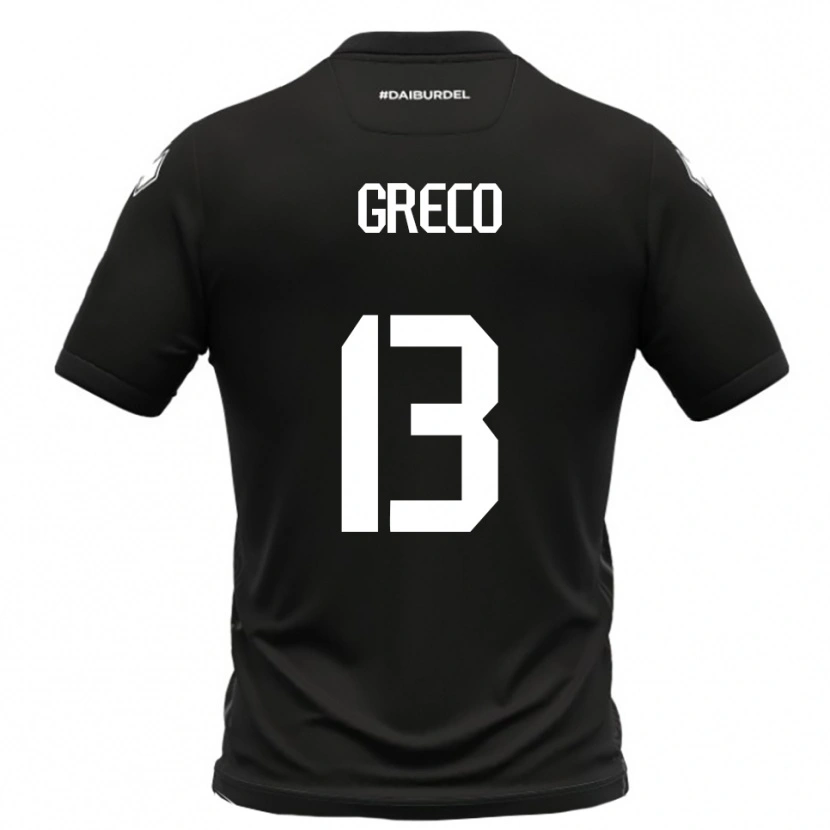 Danxen Criança Camisola Nicolò Greco #13 Preto Branco Alternativa 2025/26 Camisa Brasil