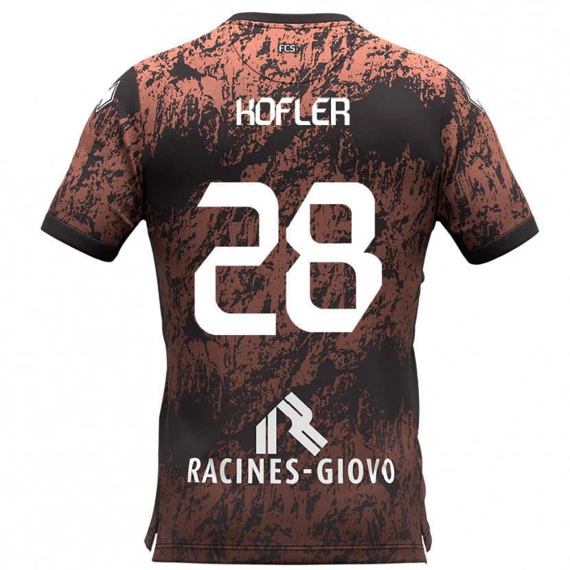 Danxen Criança Camisola Raphael Kofler #28 Marrom Preto Alternativa 2025/26 Camisa Brasil