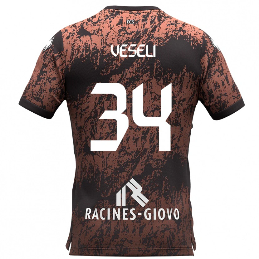 Danxen Criança Camisola Frédéric Veseli #34 Marrom Preto Alternativa 2025/26 Camisa Brasil