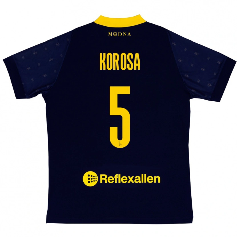Danxen Criança Camisola Anej Koroša #5 Marinho Amarelo Alternativa 2025/26 Camisa Brasil
