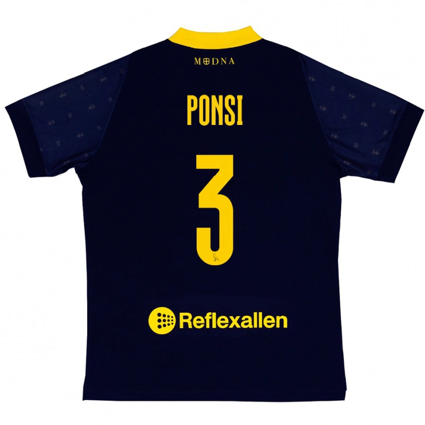 Danxen Criança Camisola Fabio Ponsi #3 Marinho Amarelo Alternativa 2025/26 Camisa Brasil