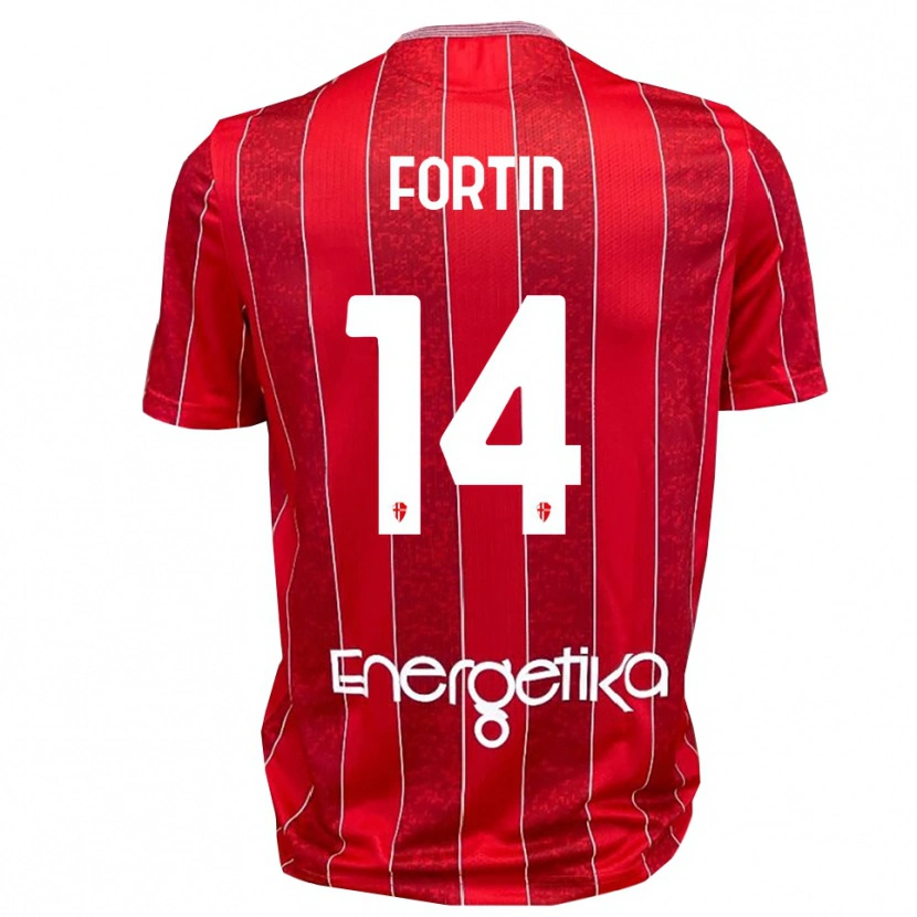 Danxen Criança Camisola Mattia Fortin #14 Vermelho Branco Alternativa 2025/26 Camisa Brasil