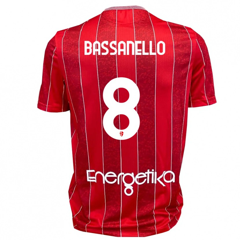 Danxen Criança Camisola Davide Bassanello #8 Vermelho Branco Alternativa 2025/26 Camisa Brasil