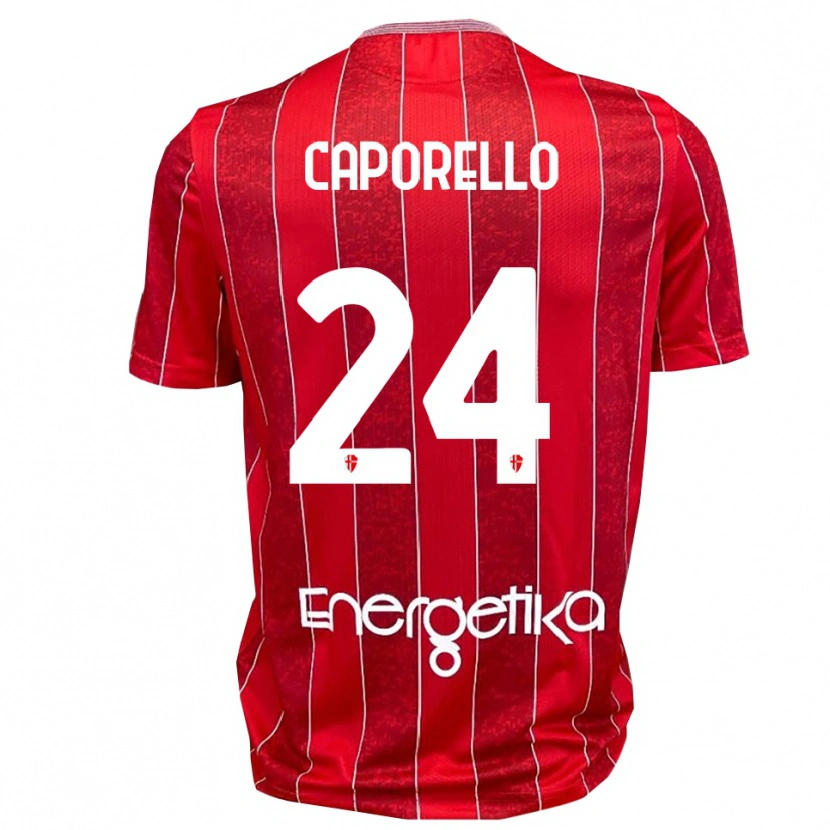 Danxen Criança Camisola Edoardo Caporello #24 Vermelho Branco Alternativa 2025/26 Camisa Brasil
