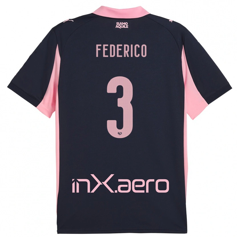 Danxen Criança Camisola Davide Federico #3 Marinho Rosa Alternativa 2025/26 Camisa Brasil