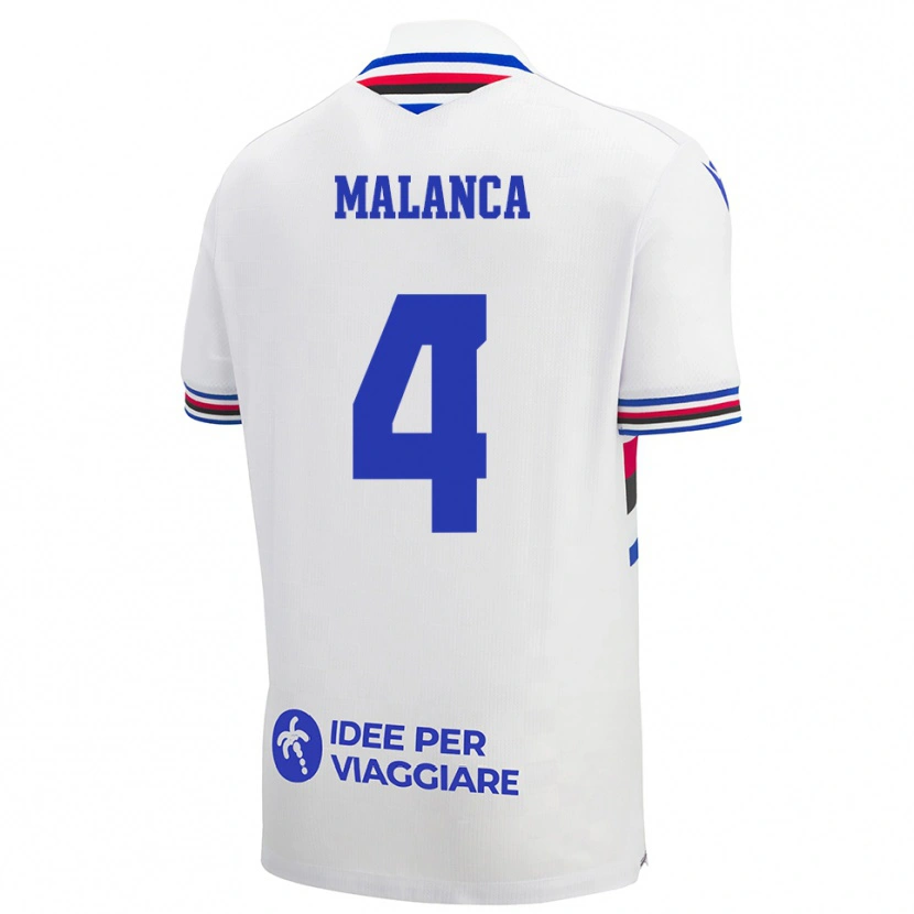 Danxen Criança Camisola Lorenzo Malanca #4 Branco Azul Vermelho Alternativa 2025/26 Camisa Brasil