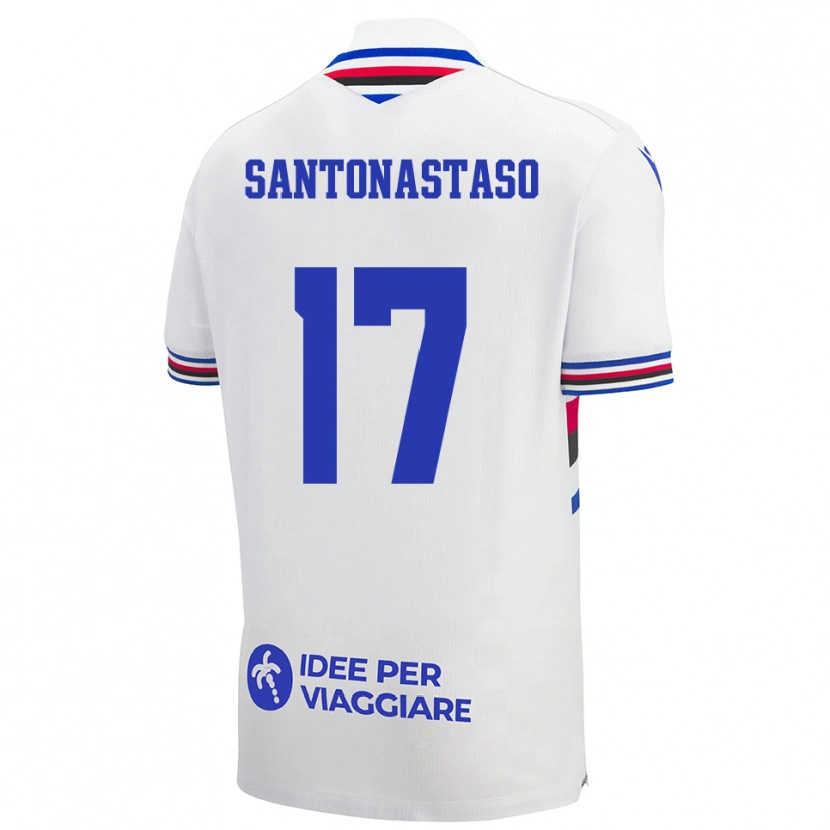 Danxen Criança Camisola Vincenzo Santonastaso #17 Branco Azul Vermelho Alternativa 2025/26 Camisa Brasil