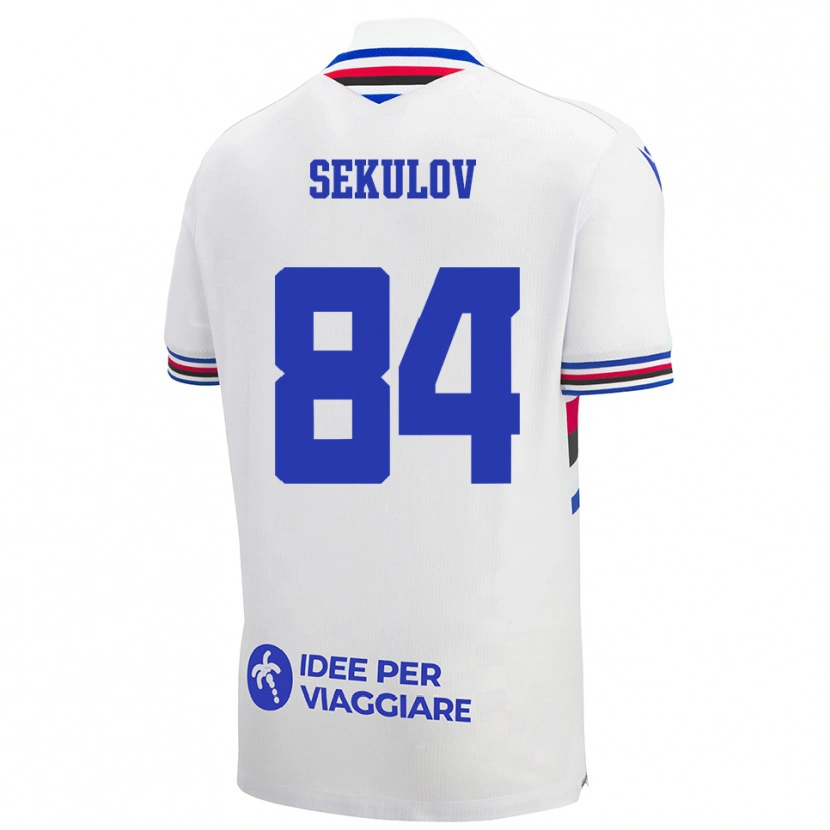 Danxen Criança Camisola Nikola Sekulov #84 Branco Azul Vermelho Alternativa 2025/26 Camisa Brasil