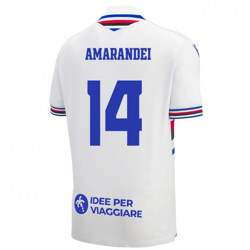 Danxen Criança Camisola Ștefan Amarandei #14 Branco Azul Vermelho Alternativa 2025/26 Camisa Brasil