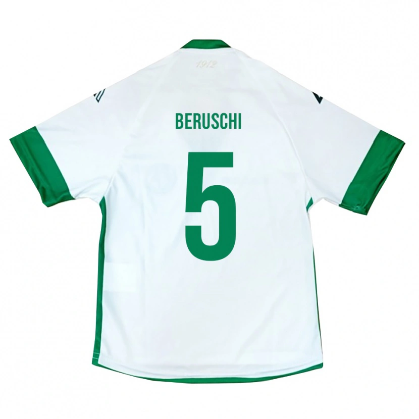 Danxen Criança Camisola Diego Beruschi #5 Branco Verde Azul Alternativa 2025/26 Camisa Brasil