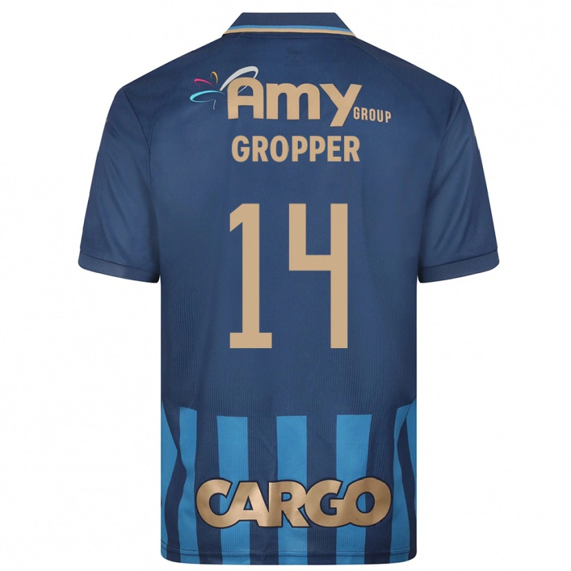 Danxen Criança Camisola Denny Gropper #14 Azul Marinho Alternativa 2025/26 Camisa Brasil