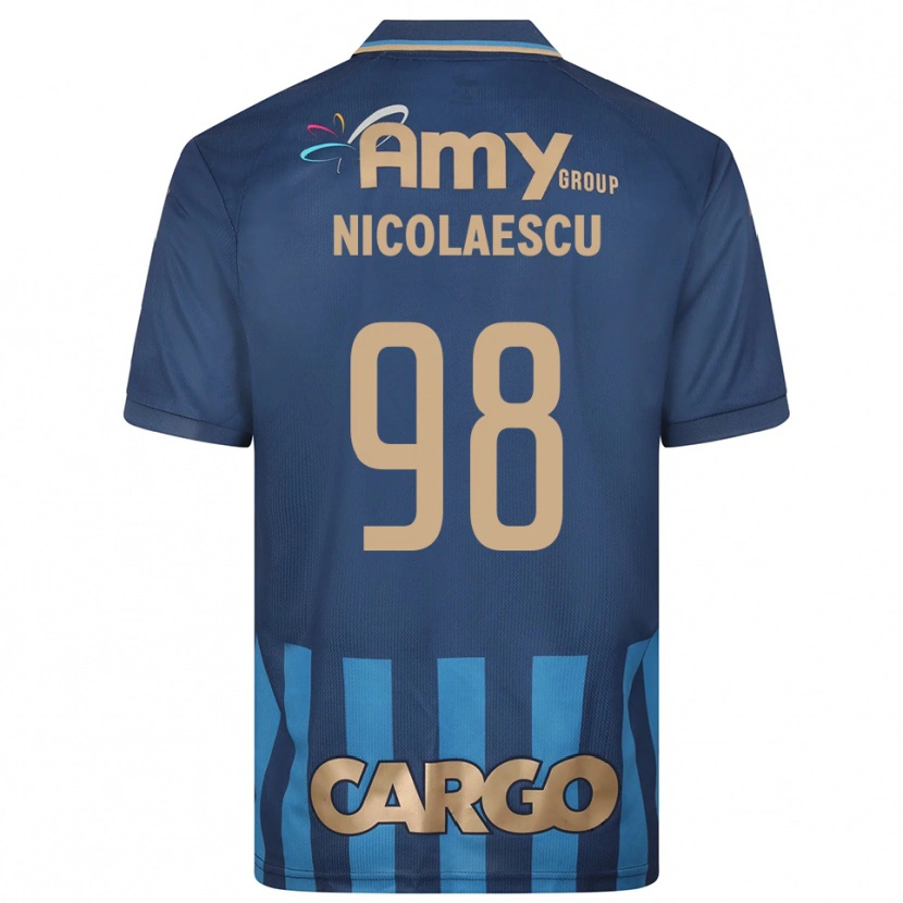 Danxen Criança Camisola Ion Nicolaescu #98 Azul Marinho Alternativa 2025/26 Camisa Brasil