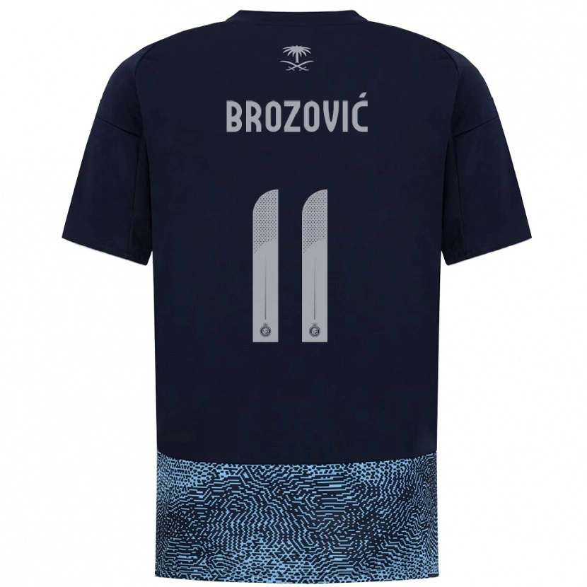 Danxen Criança Camisola Marcelo Brozović #11 Marinho Azul Celeste Alternativa 2025/26 Camisa Brasil