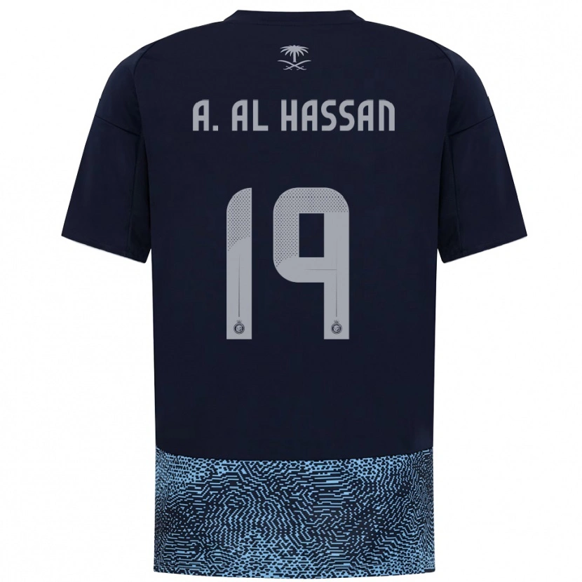 Danxen Criança Camisola Ali Al-Hassan #19 Marinho Azul Celeste Alternativa 2025/26 Camisa Brasil