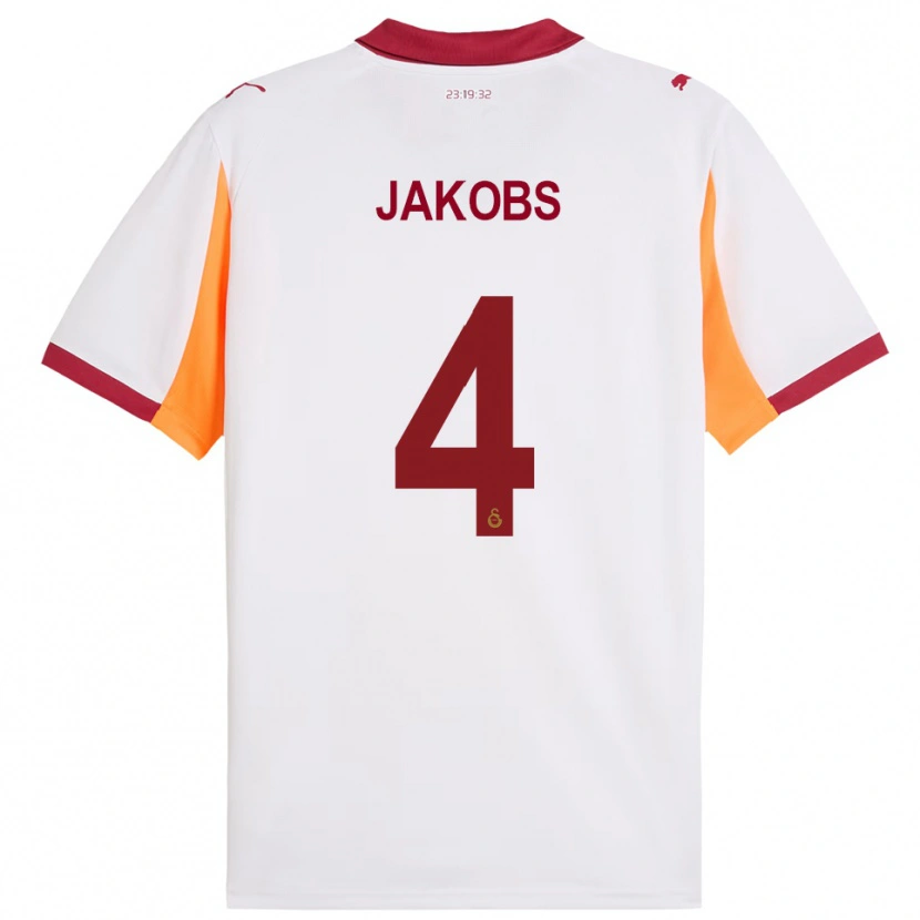 Danxen Criança Camisola Ismail Jakobs #4 Branco Vermelho Alternativa 2025/26 Camisa Brasil