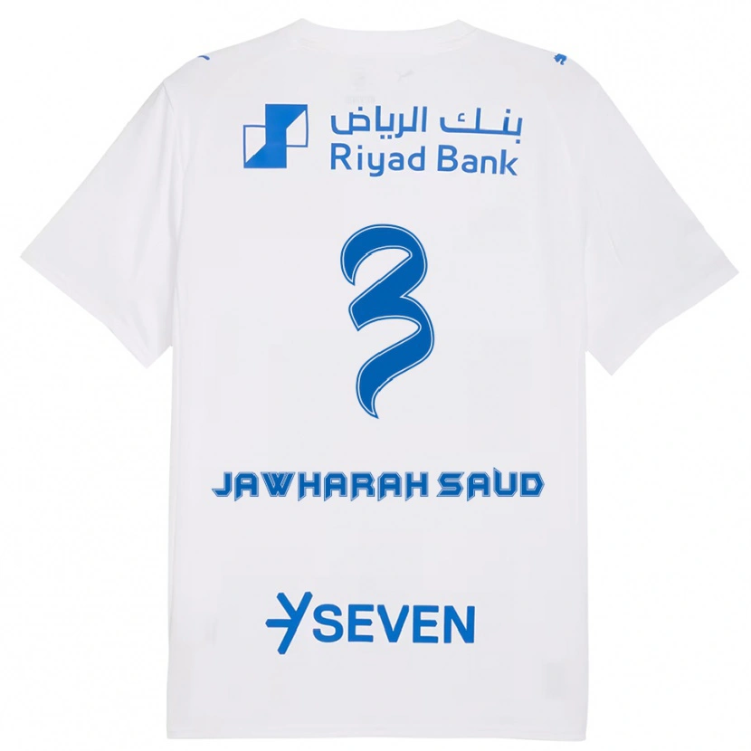 Danxen Criança Camisola Al Jawharah Saud #3 Branco Azul Alternativa 2025/26 Camisa Brasil
