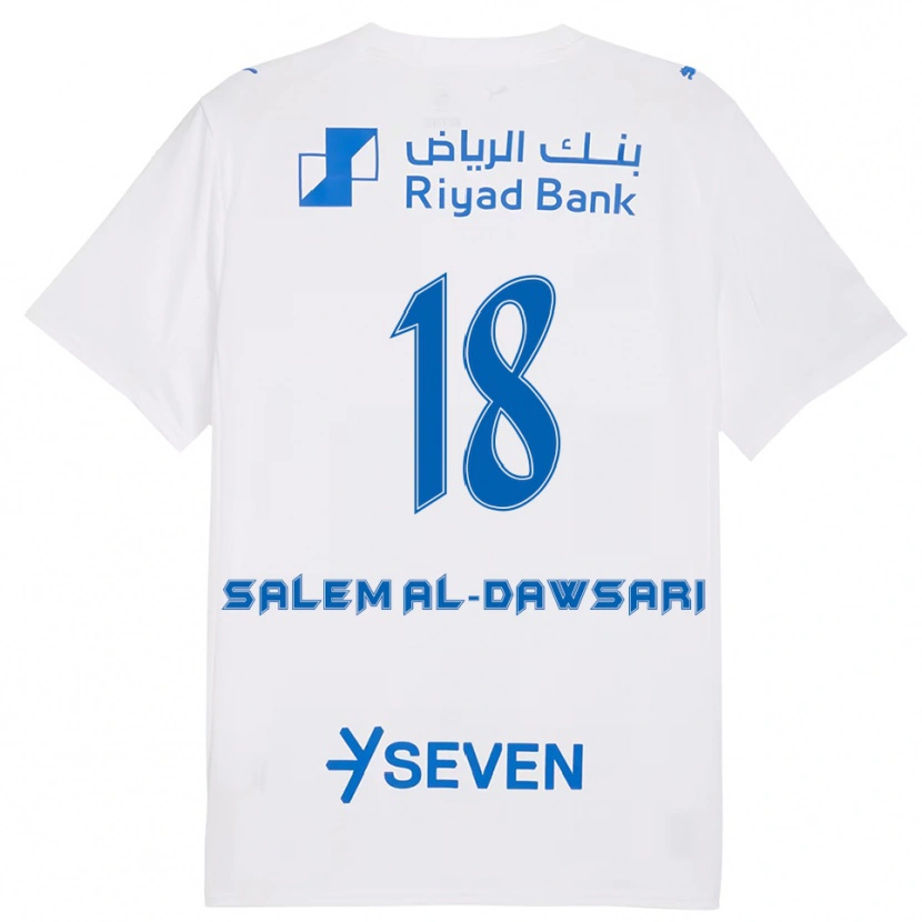 Danxen Criança Camisola Nawaf Salem Al-Dawsari #18 Branco Azul Alternativa 2025/26 Camisa Brasil