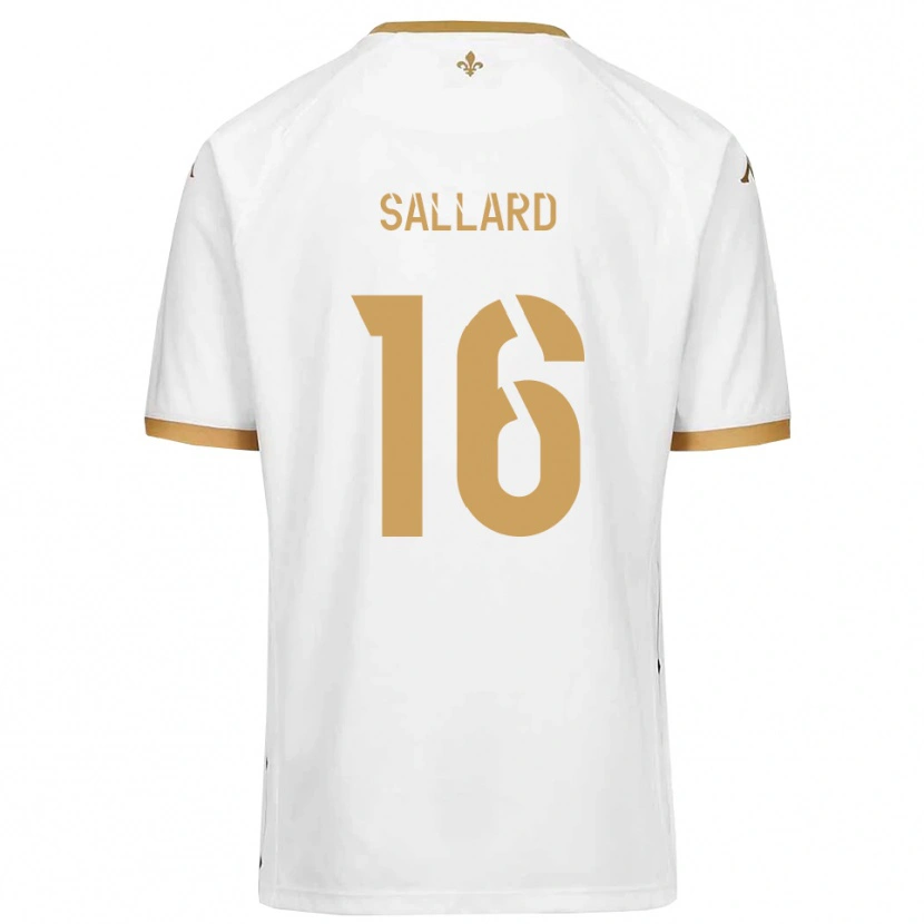 Danxen Criança Camisola Romain Sallard #16 Branco Dourado Alternativa 2025/26 Camisa Brasil
