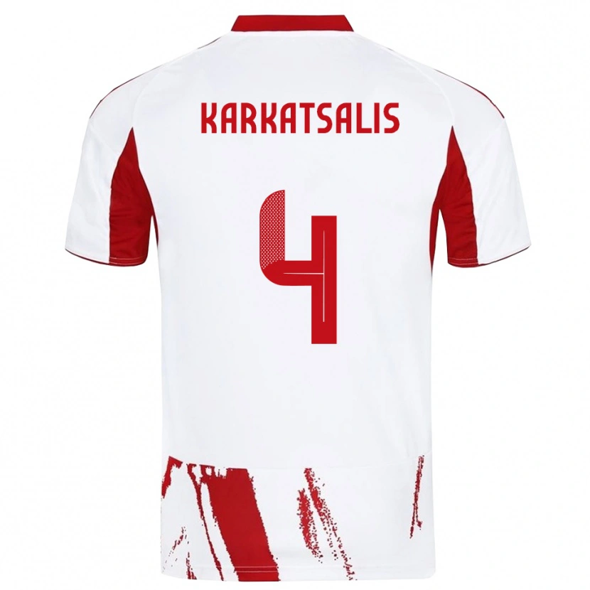 Danxen Criança Camisola Vasilios Karkatsalis #4 Branco Vermelho Alternativa 2025/26 Camisa Brasil