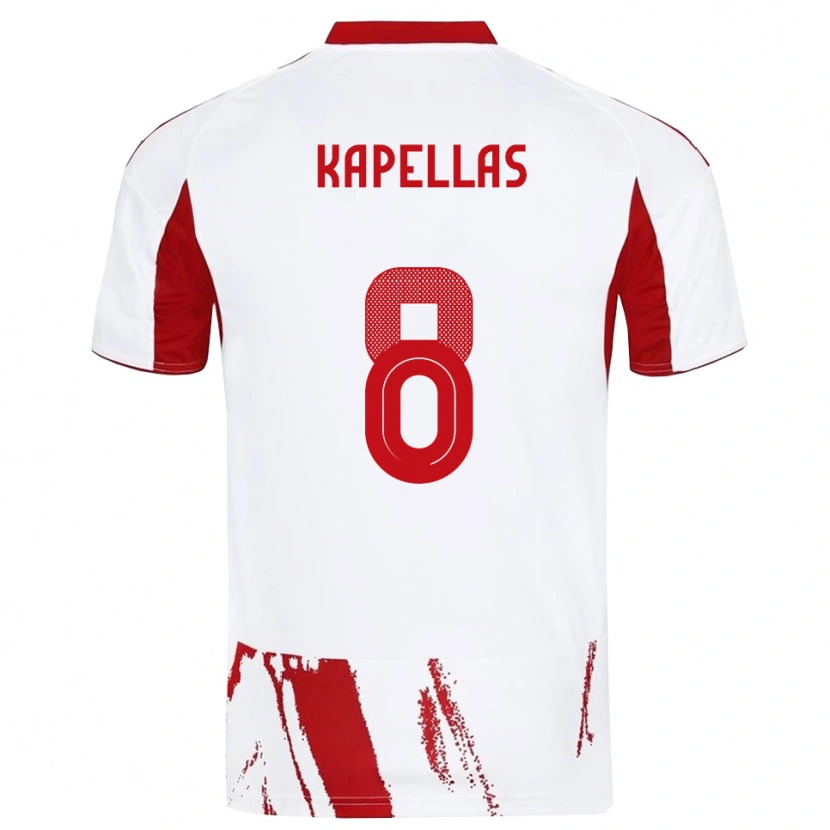 Danxen Criança Camisola Christos Kapellas #8 Branco Vermelho Alternativa 2025/26 Camisa Brasil