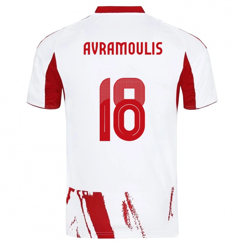 Danxen Criança Camisola Nikolaos Avramoulis #18 Branco Vermelho Alternativa 2025/26 Camisa Brasil