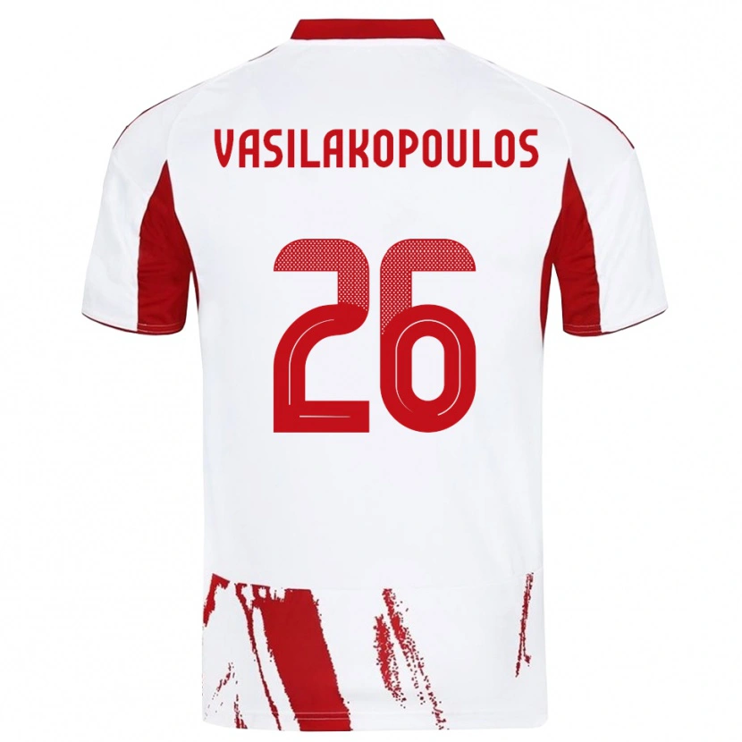 Danxen Criança Camisola Sarantos Vasilakopoulos #26 Branco Vermelho Alternativa 2025/26 Camisa Brasil